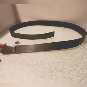 Sz 36‎ Men's black leather Armani Exchange Y2K vintage belt with pewter buckle